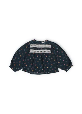 MOON BABY BLOUSE/BLOOMER SET-Mini Blossom/Midnight Blue