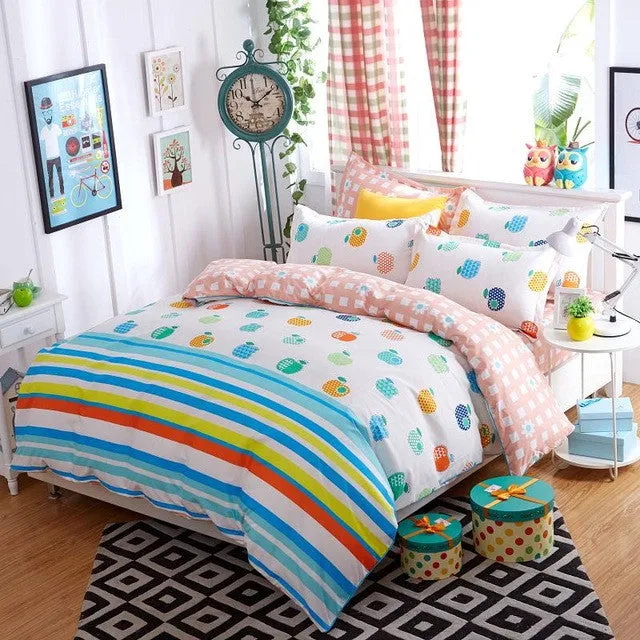 Morden bedding set 4pcs bedding housse de couette AB side bed sheet panther duvet cover set bed linens lemon fashion bed set