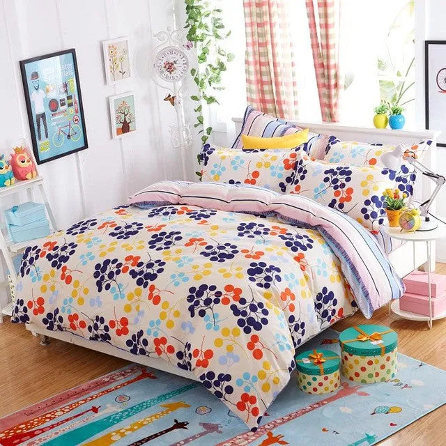 Morden bedding set 4pcs bedding housse de couette AB side bed sheet panther duvet cover set bed linens lemon fashion bed set