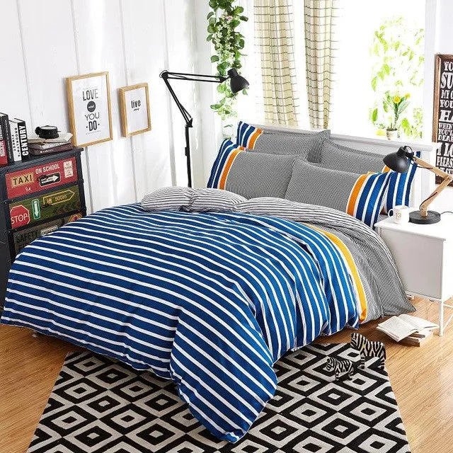 Morden bedding set 4pcs bedding housse de couette AB side bed sheet panther duvet cover set bed linens lemon fashion bed set