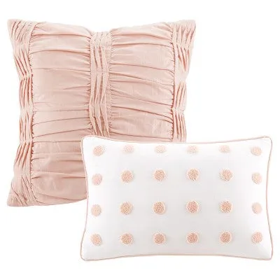 New - 5pc Twin/Twin Extra Long Urban Habitat Kay Cotton Jacquard Duvet Cover Set Pink