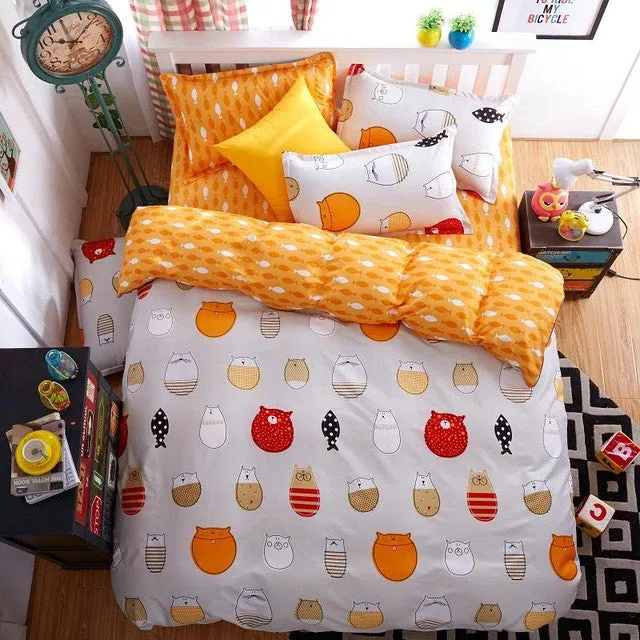 New Fashion Bedding Set 4pcs/3pcs Duvet Cover Sets Soft Polyester Bed Linen Flat Bed Sheet Set Pillowcase Home Textile Drop Ship