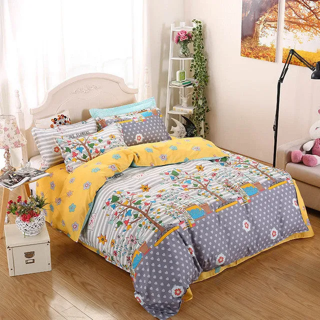 New Fashion Bedding Set 4pcs/3pcs Duvet Cover Sets Soft Polyester Bed Linen Flat Bed Sheet Set Pillowcase Home Textile Drop Ship