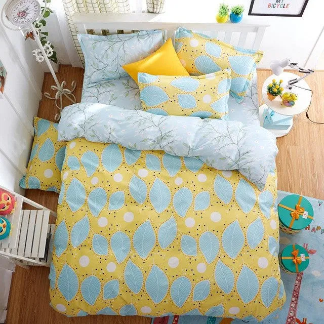 New Fashion Bedding Set 4pcs/3pcs Duvet Cover Sets Soft Polyester Bed Linen Flat Bed Sheet Set Pillowcase Home Textile Drop Ship