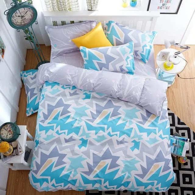 New Fashion Bedding Set 4pcs/3pcs Duvet Cover Sets Soft Polyester Bed Linen Flat Bed Sheet Set Pillowcase Home Textile Drop Ship