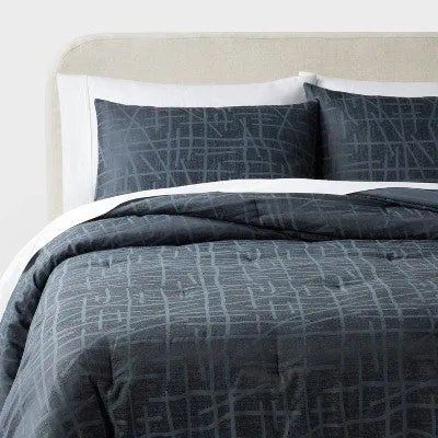 New - Threshold Comforter Set Cotton Blend Jacquard Geometric