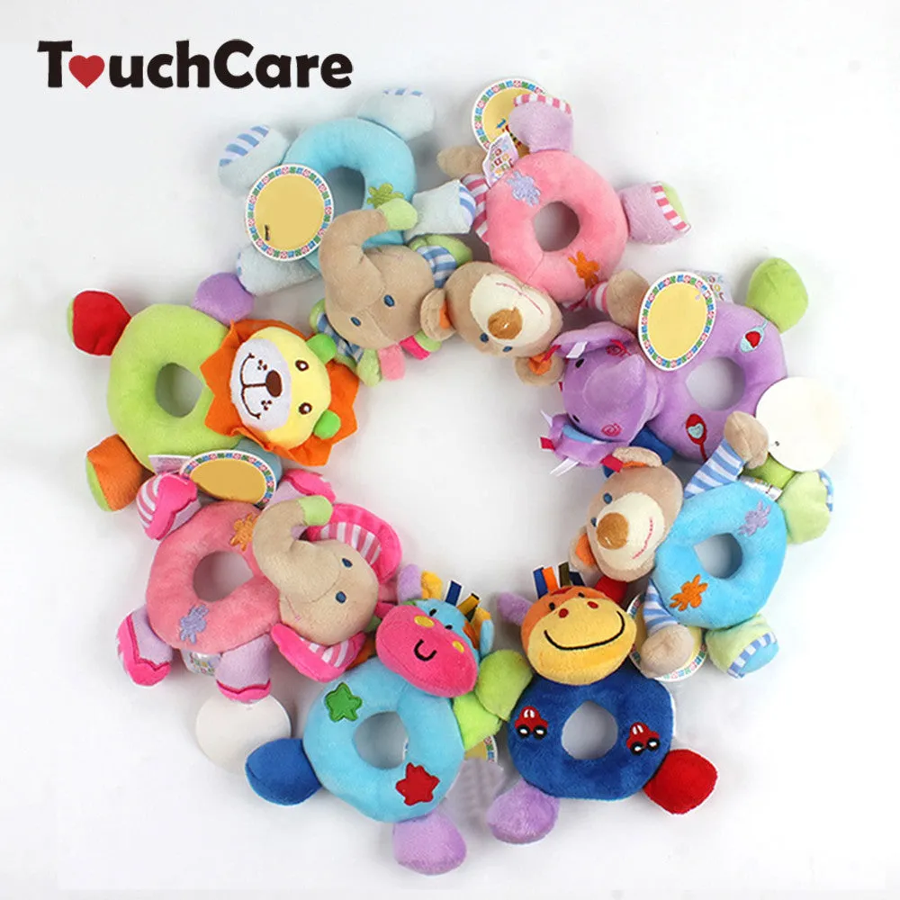 Newborn Cute Cotton Baby Boy Girl Rattles Infant Animal Hand Bell Kids Plush Toy Development Gifts Rings Toddler Toys