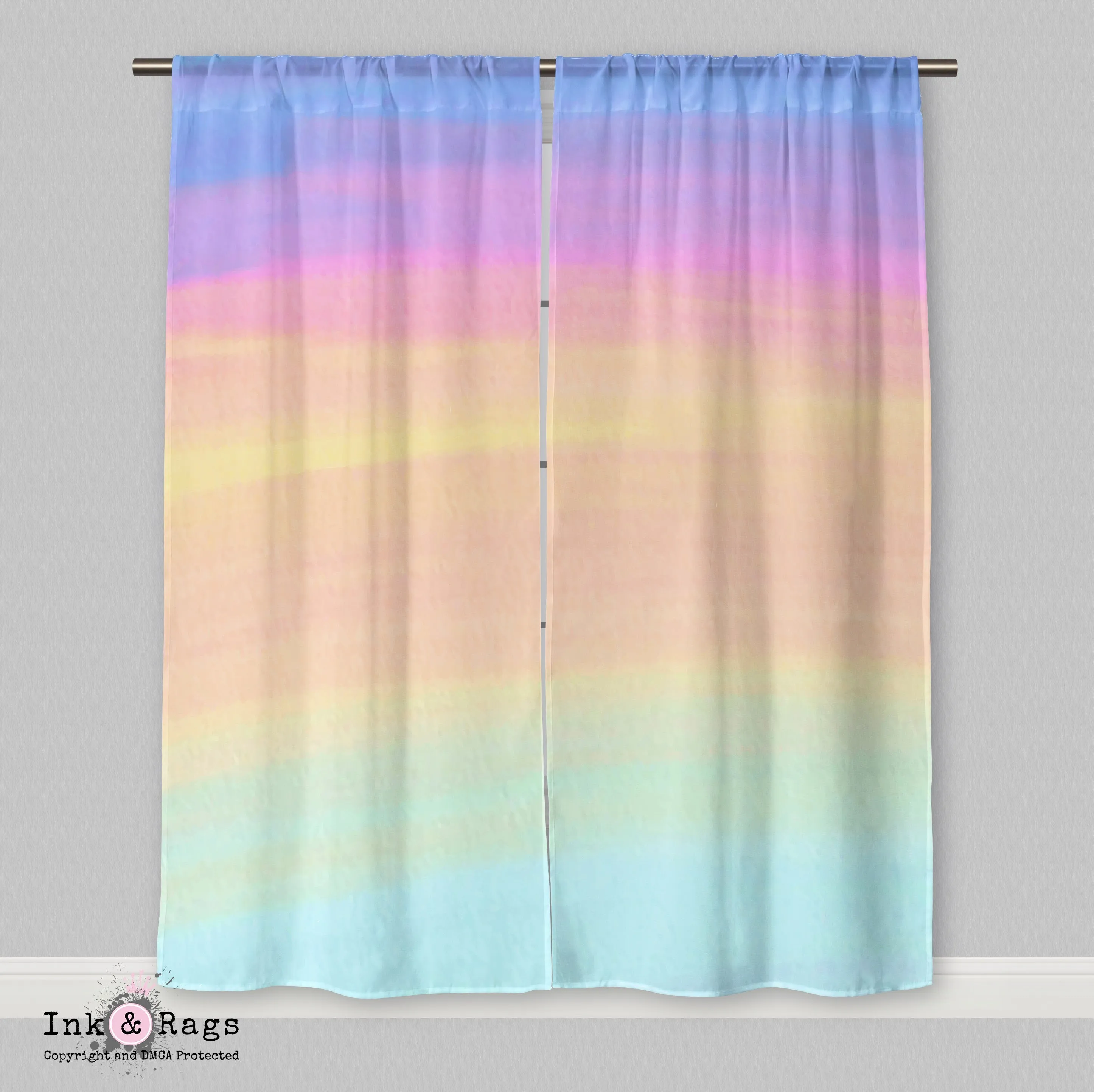 Ombre Watercolor Rainbow Curtains