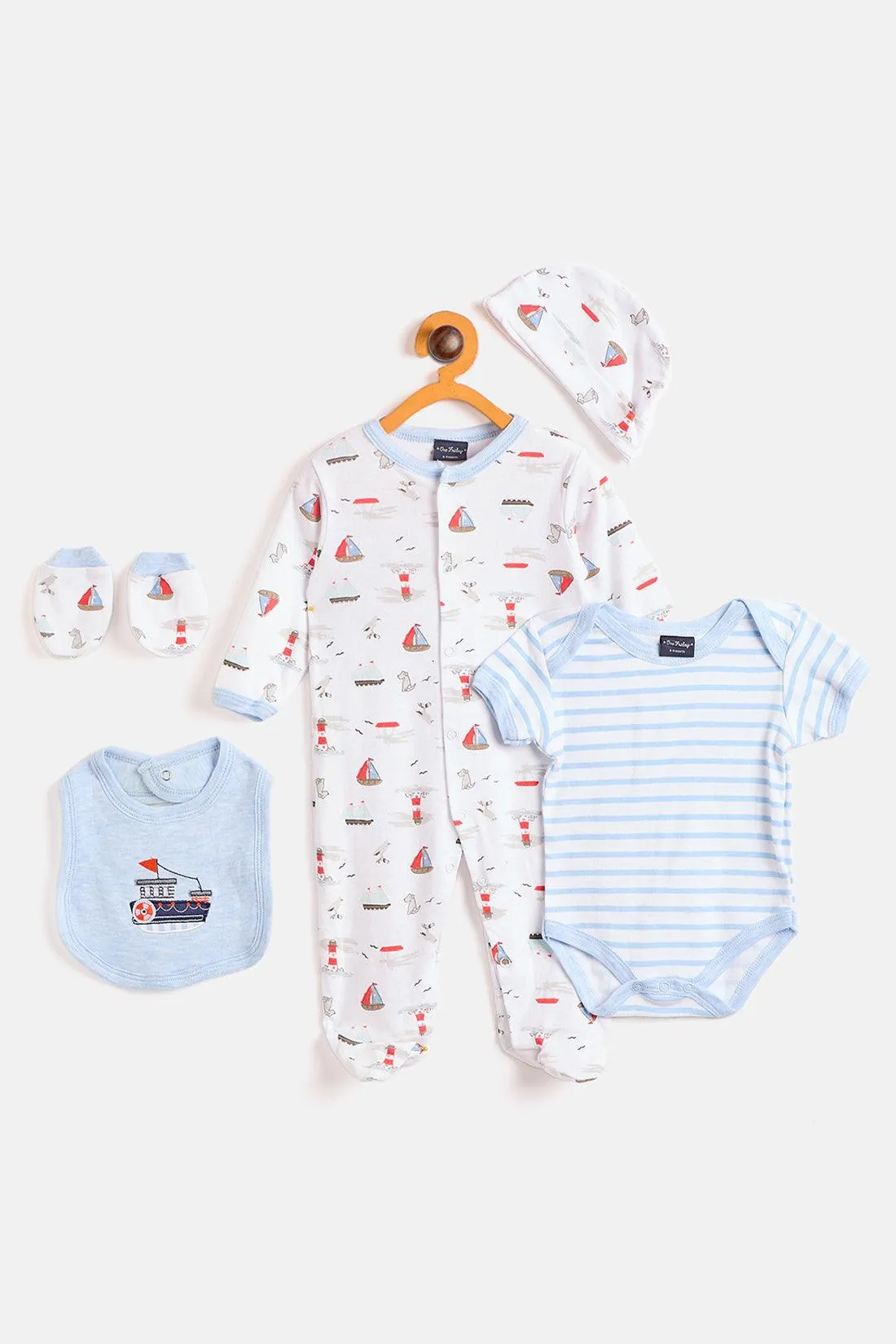 One Friday Infant Boys Set of 2 Printed Pure Cotton Romper