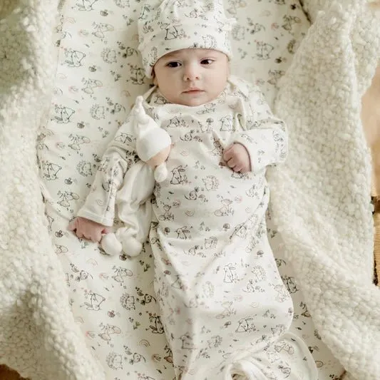 Organic Knotted Gown, Beanie and Blanket Baby Gift Set