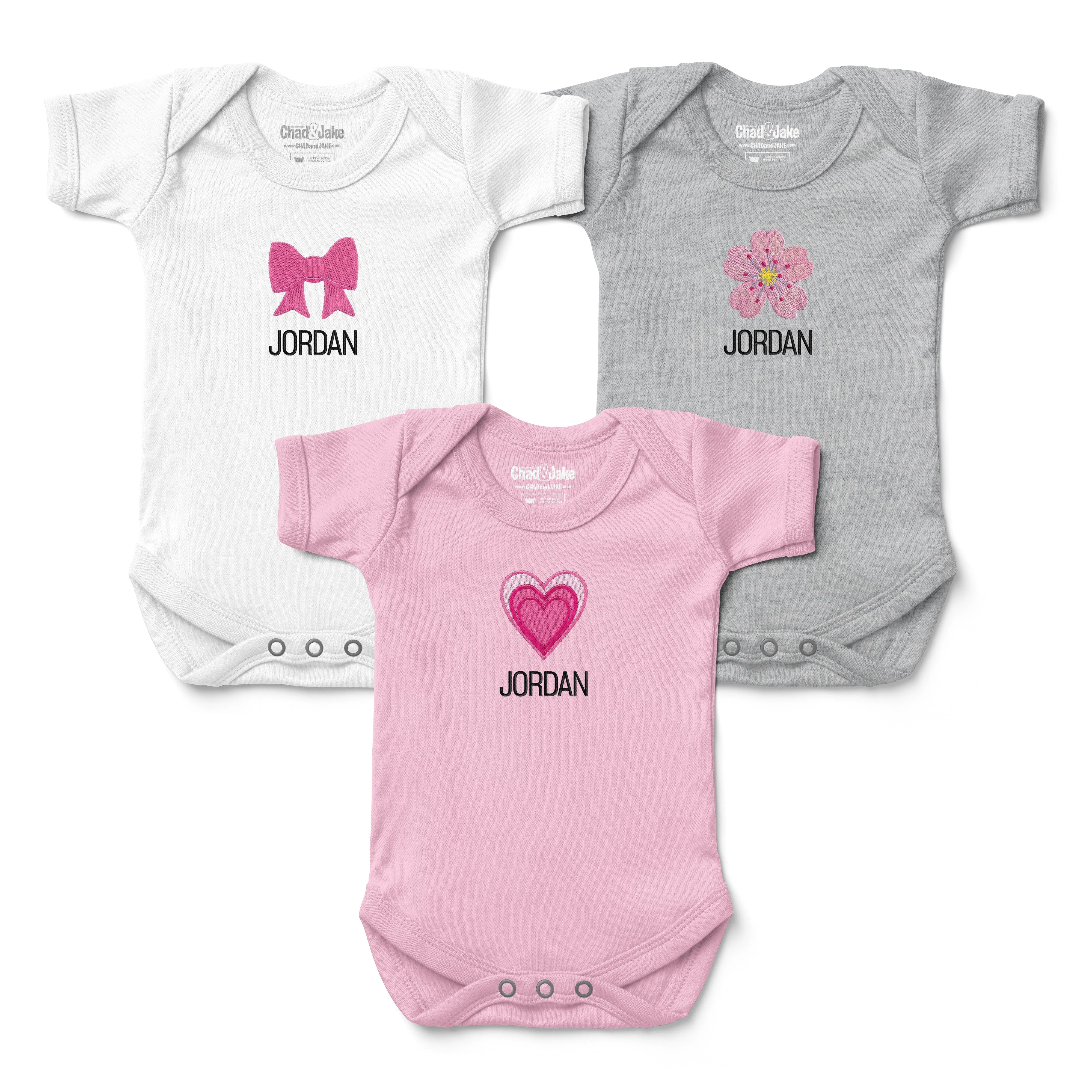 Personalized Emoji Bodysuit - 3 Pack Pretty in Pink