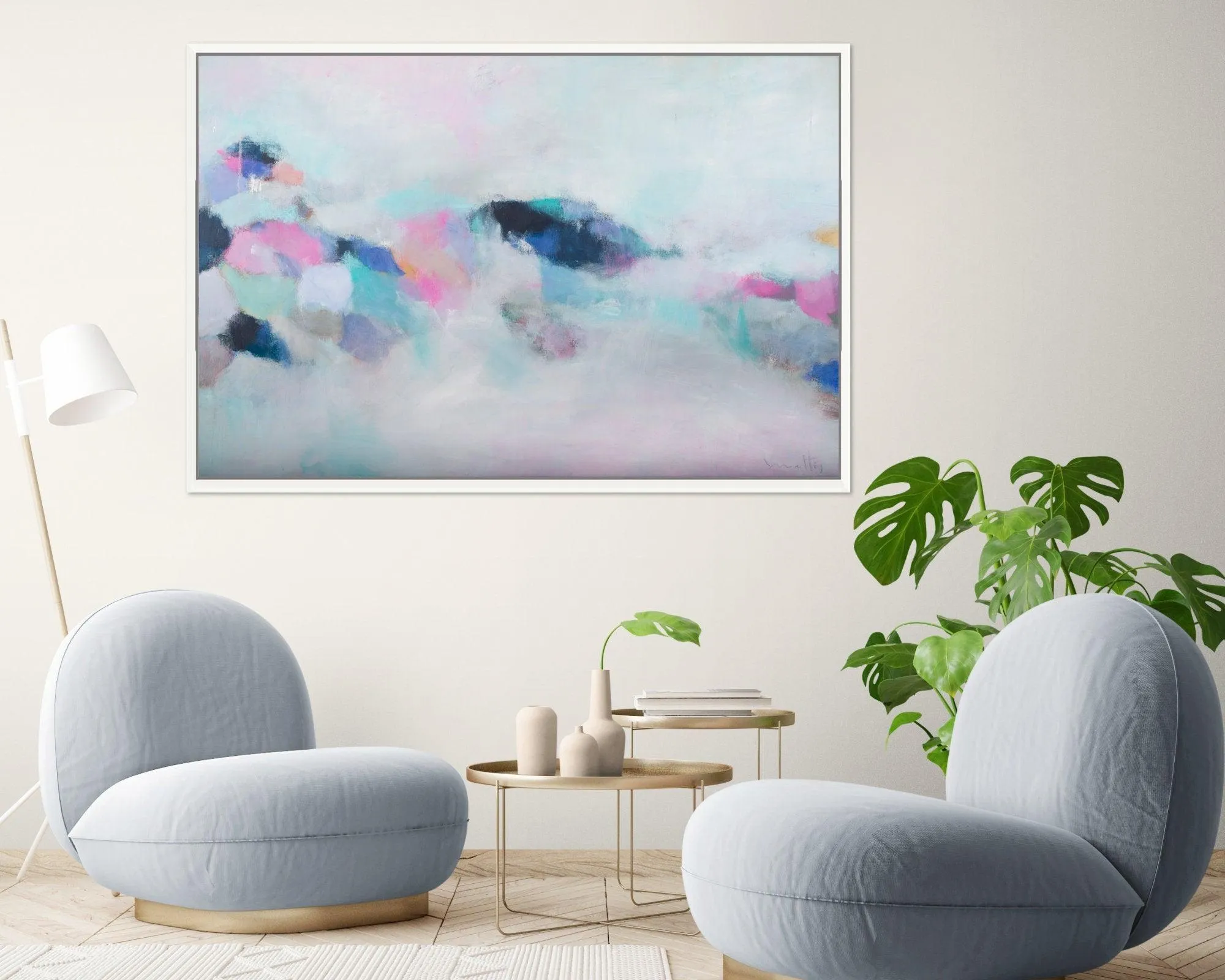 Pink abstract wall art, Large Abstract Painting, for Pam