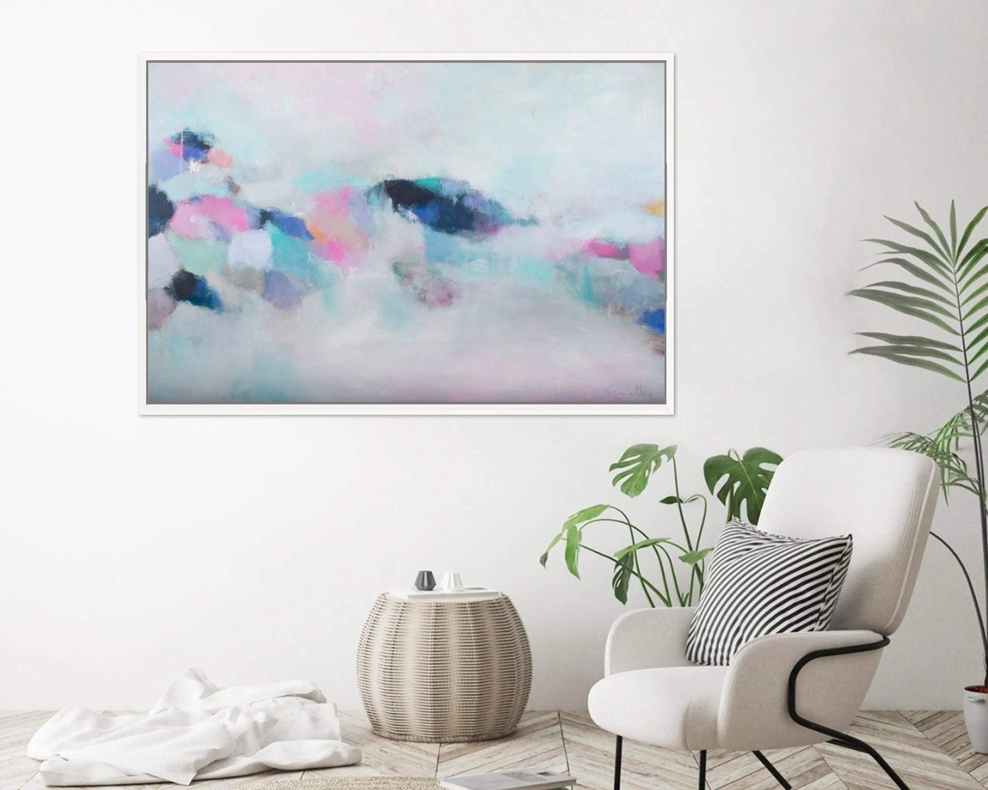 Pink abstract wall art, Large Abstract Painting, for Pam