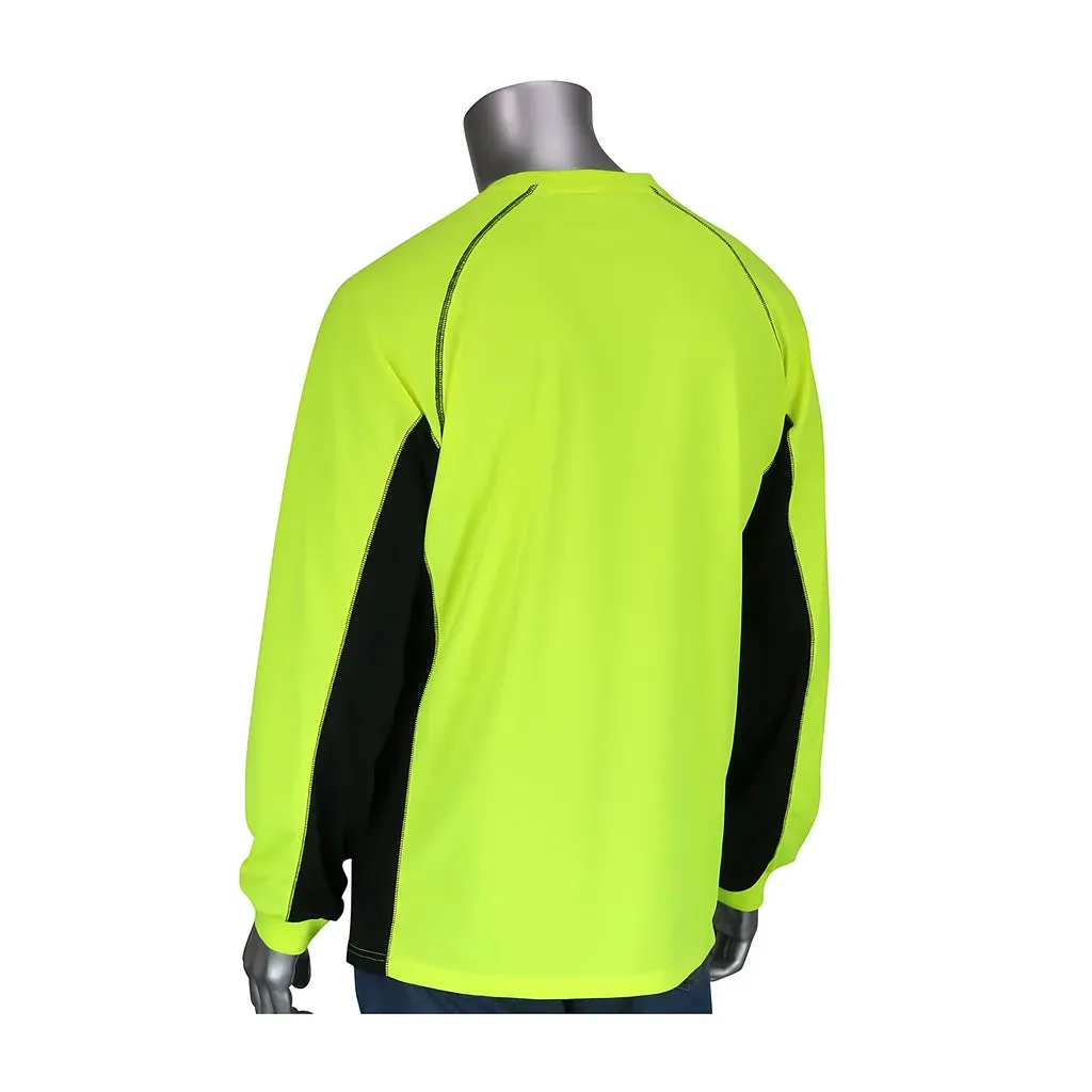 PIP 310-1150B-LY/4X Non-ANSI Long Sleeve T-Shirt with 50  UPF Sun Protection, Insect Repellent Treatment and Black Trim