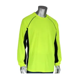 PIP 310-1150B-LY/XL Non-ANSI Long Sleeve T-Shirt with 50  UPF Sun Protection, Insect Repellent Treatment and Black Trim