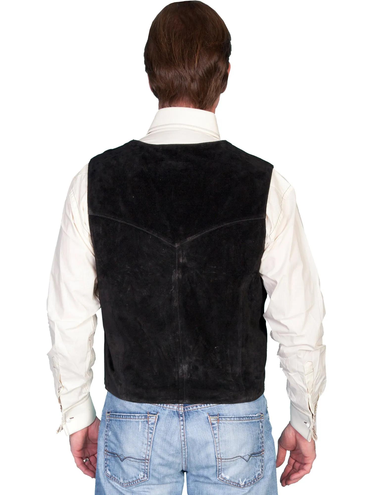 Scully Mens Black Calf Suede Western Snap Vest