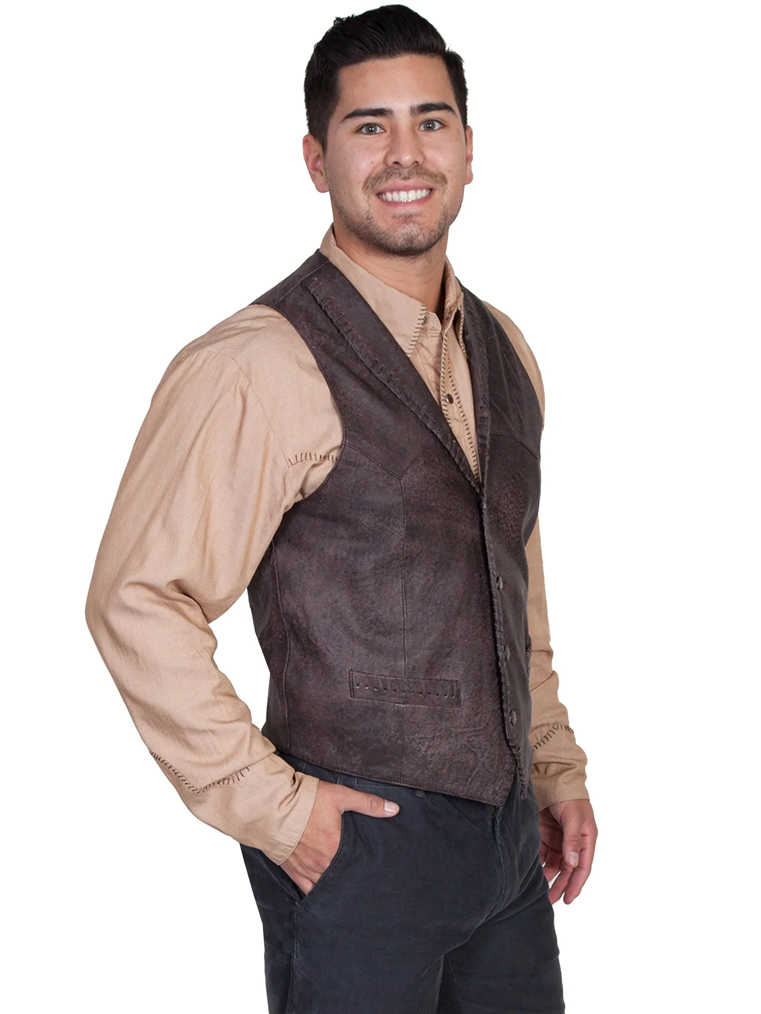 Scully Mens Brown Leather Vest