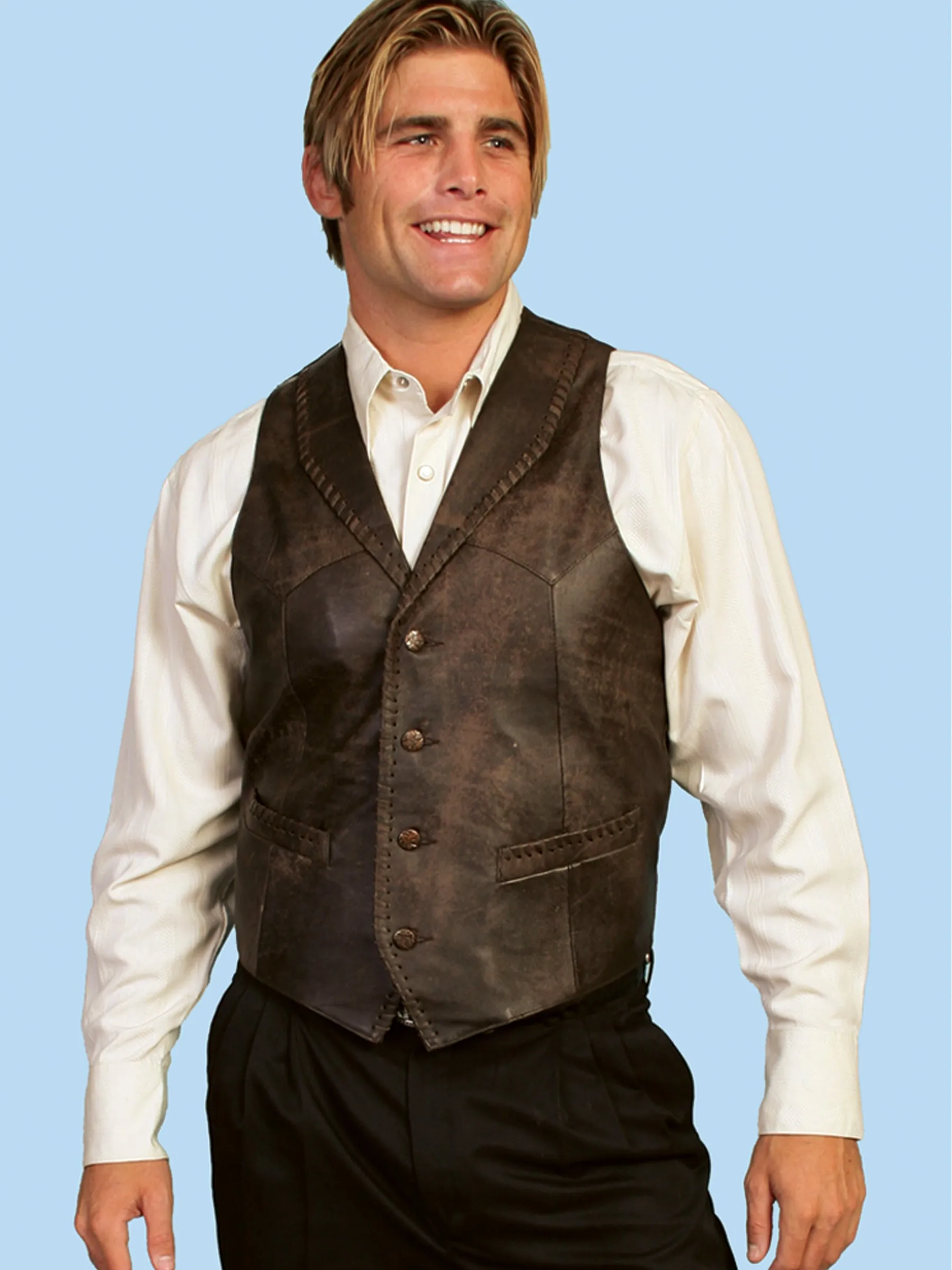 Scully Mens Brown Leather Vest