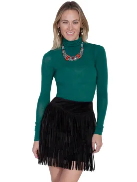 Scully Womens Black Boar Suede Fringe Skirt