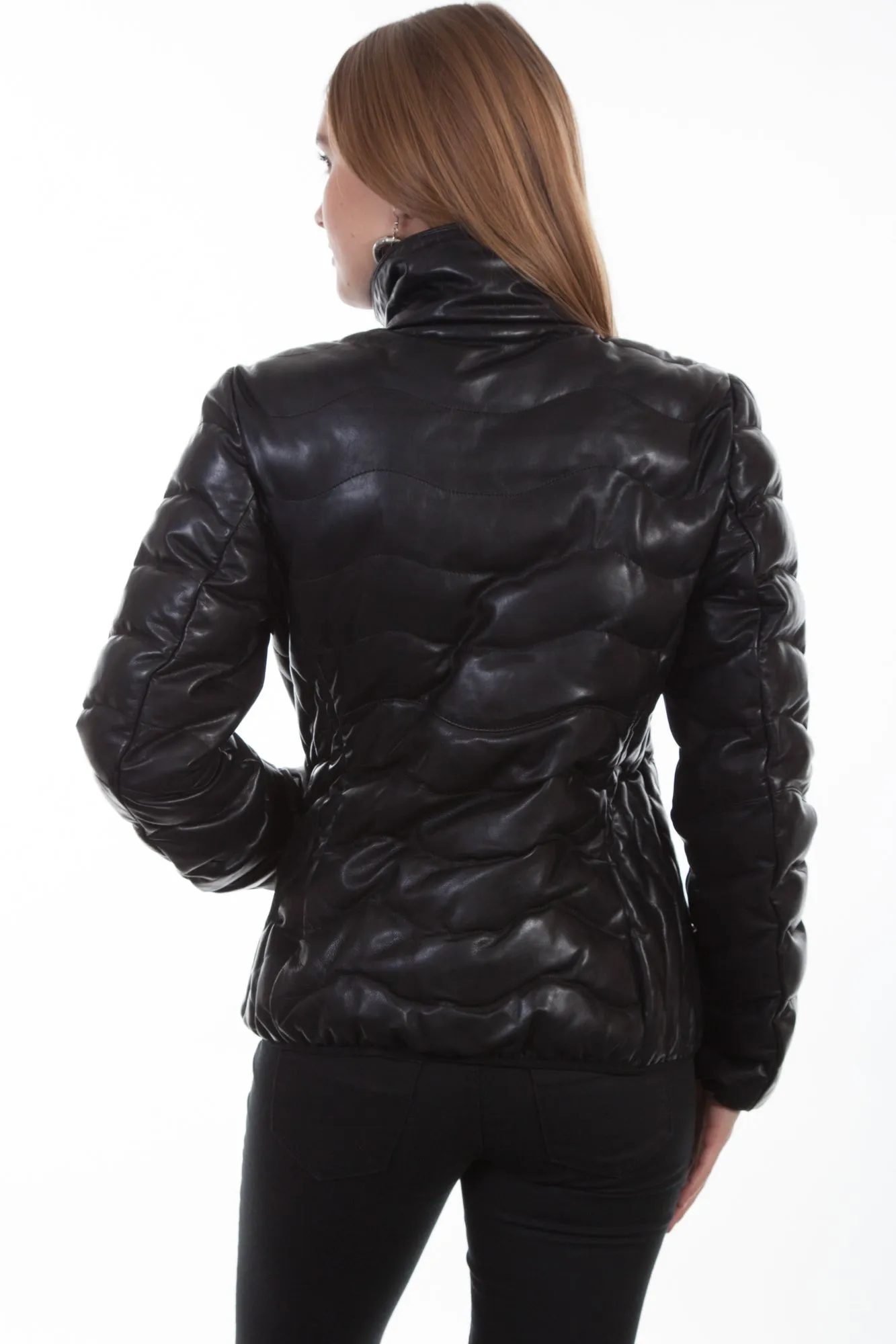 Scully Womens Black Leather Puffer Jacket XL