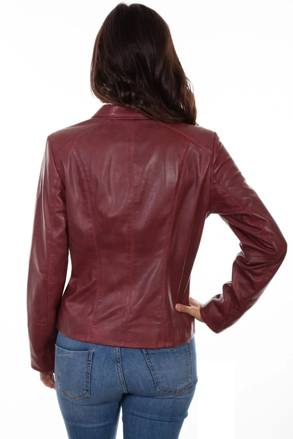 Scully Womens Merlot Leather Lightweight Zip Jacket