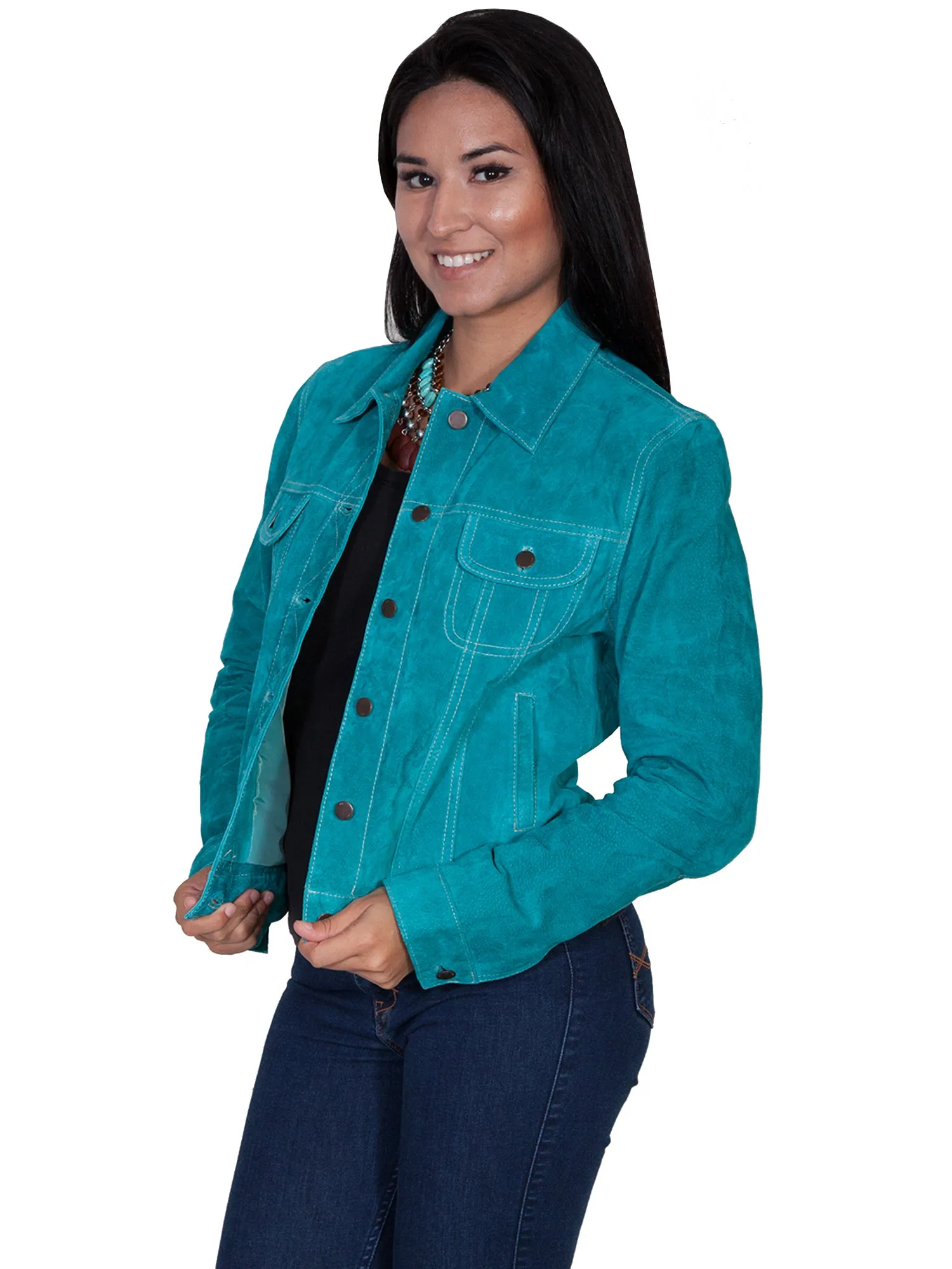 Scully Womens Turquoise Boar Suede Jacket XS