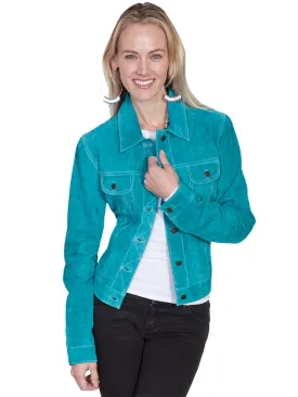 Scully Womens Turquoise Boar Suede Jacket XS