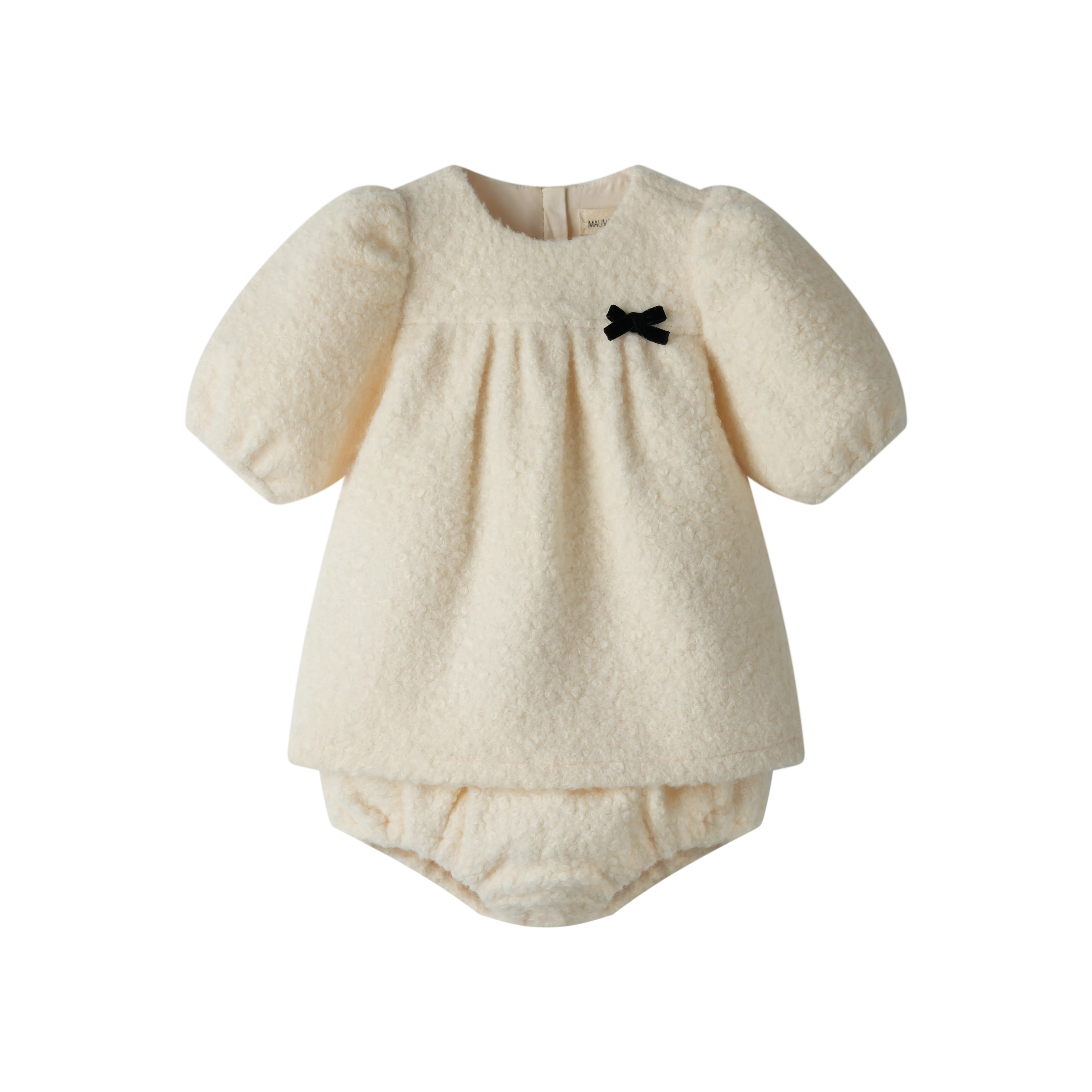 SHERPA BLOOMER SET WITH BOW-CREME