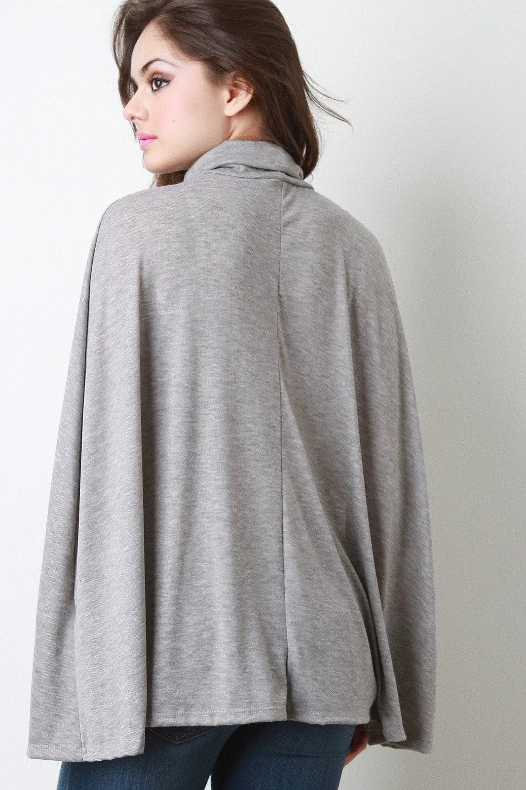 Soft Knit Turtleneck Wrap Cape