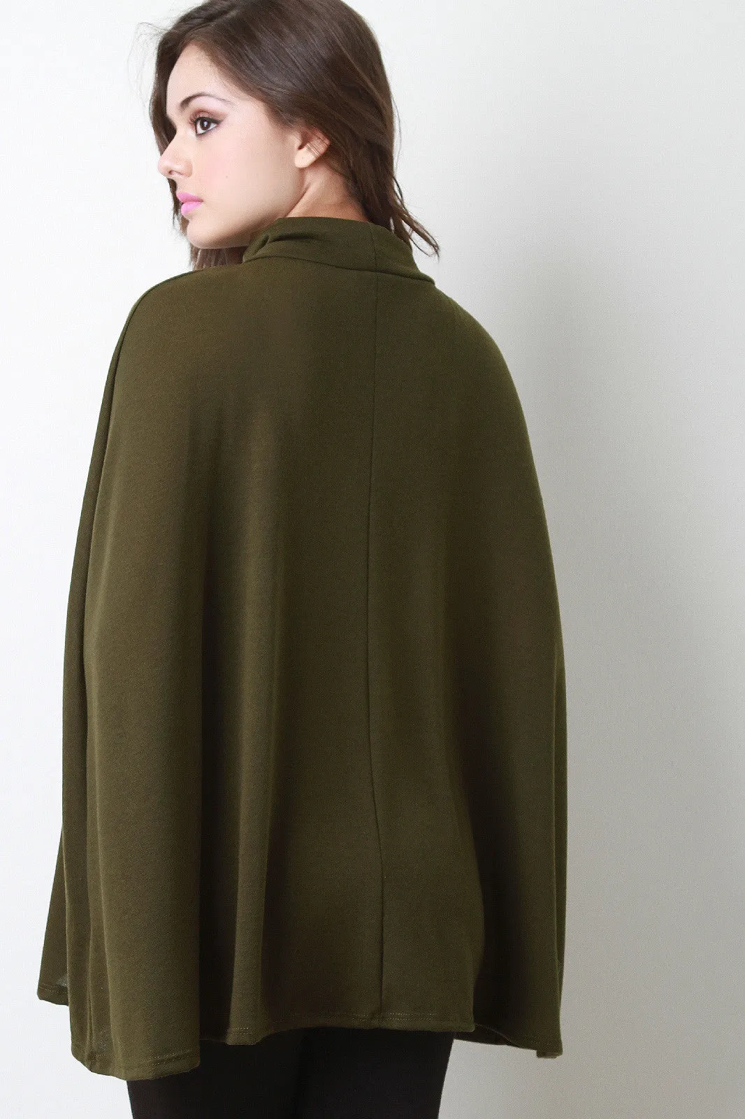 Soft Knit Turtleneck Wrap Cape