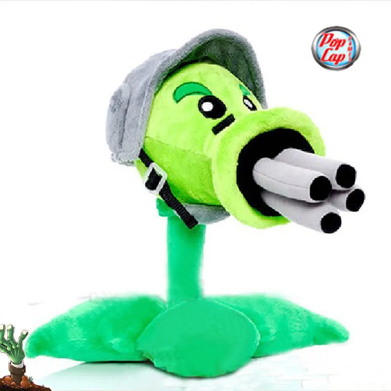 Star Product 12inch 30cm Lovely Plant Vs Zombies PopCap Gatling Peashooter Plush Toys,1pcs/pack