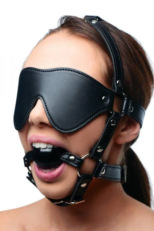 Strict Blindfold Harness and Ball Gag