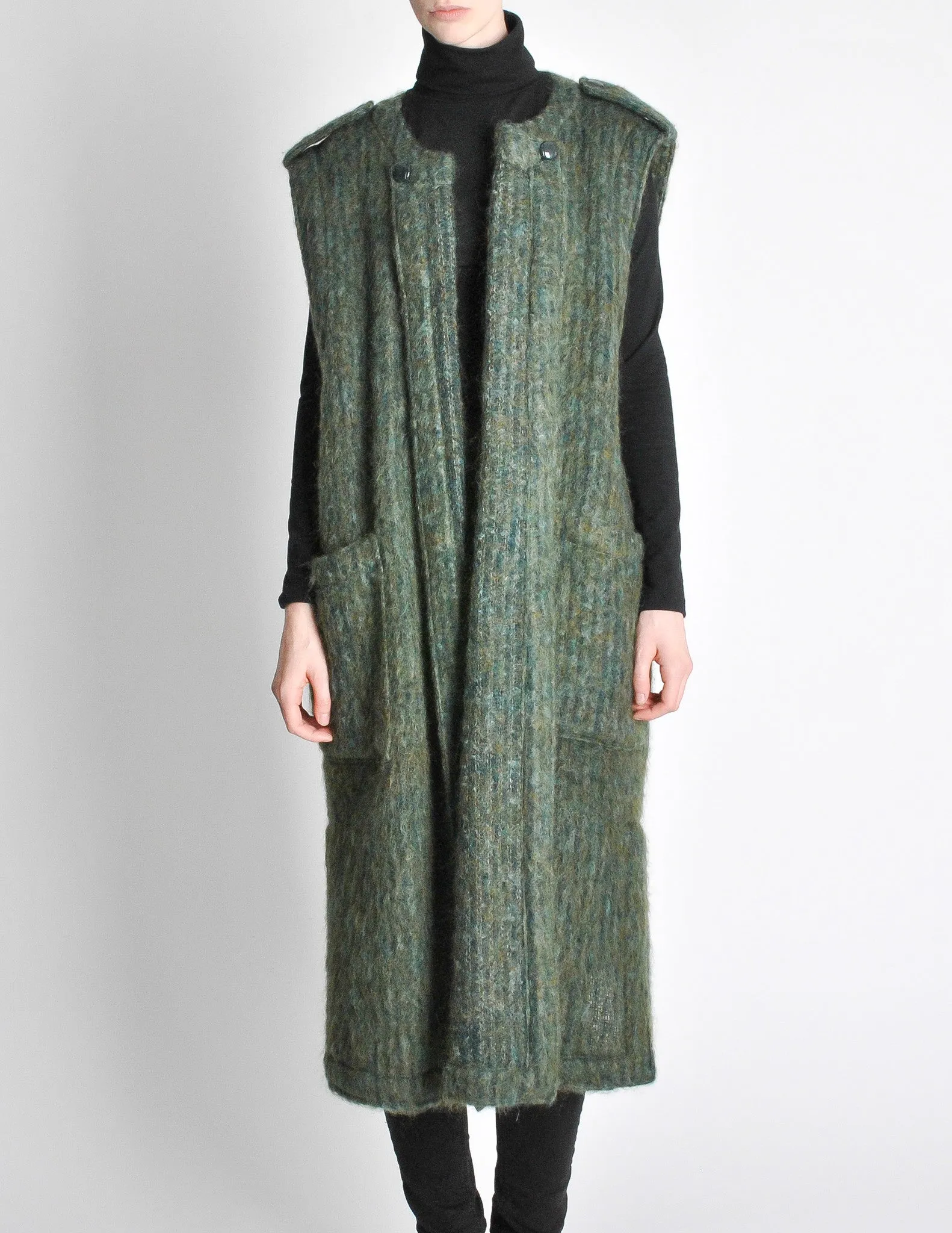 Ted Lapidus Diffusion Vintage Green Mohair Maxi Vest