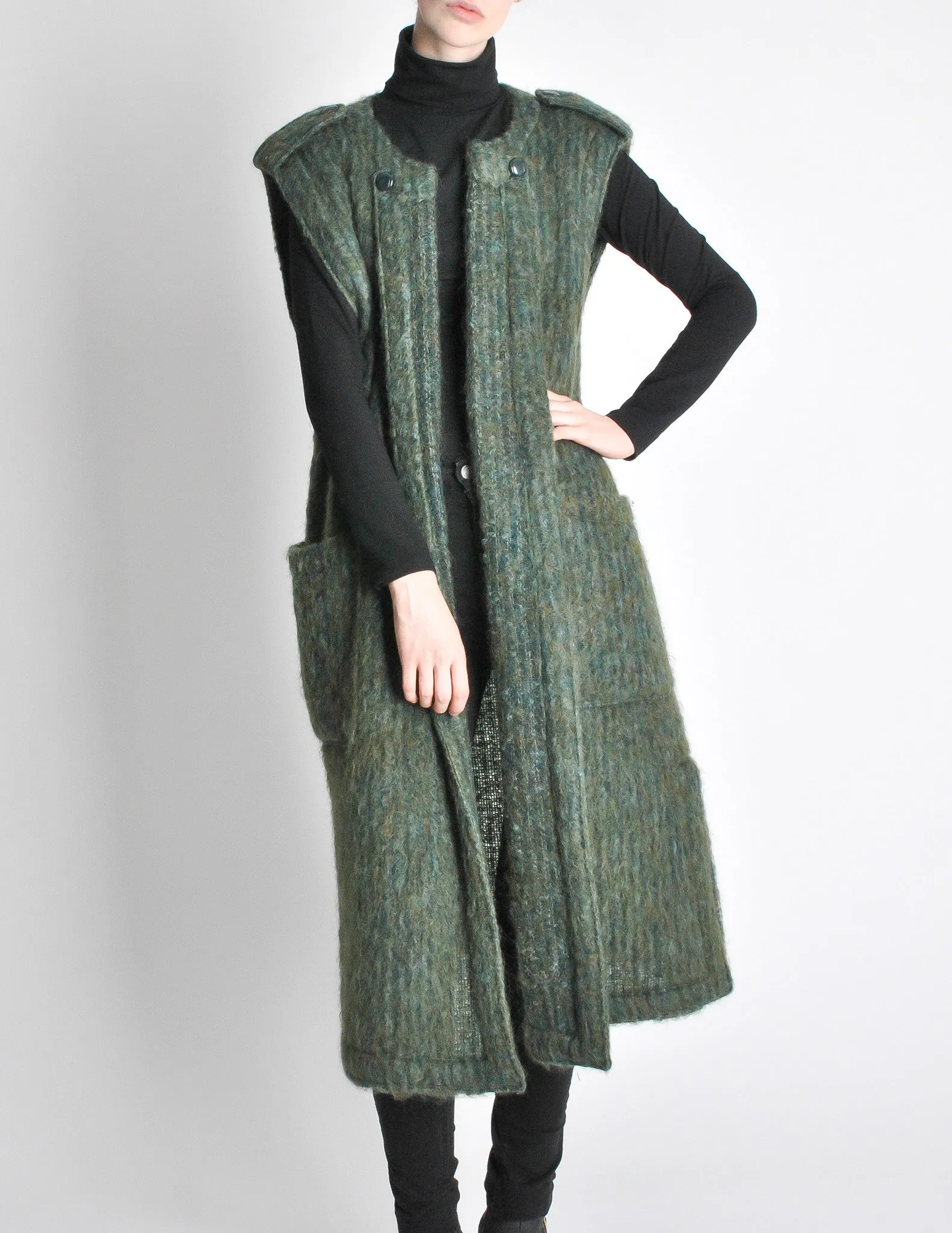 Ted Lapidus Diffusion Vintage Green Mohair Maxi Vest