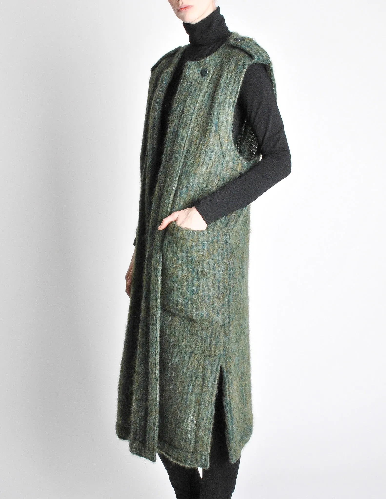 Ted Lapidus Diffusion Vintage Green Mohair Maxi Vest