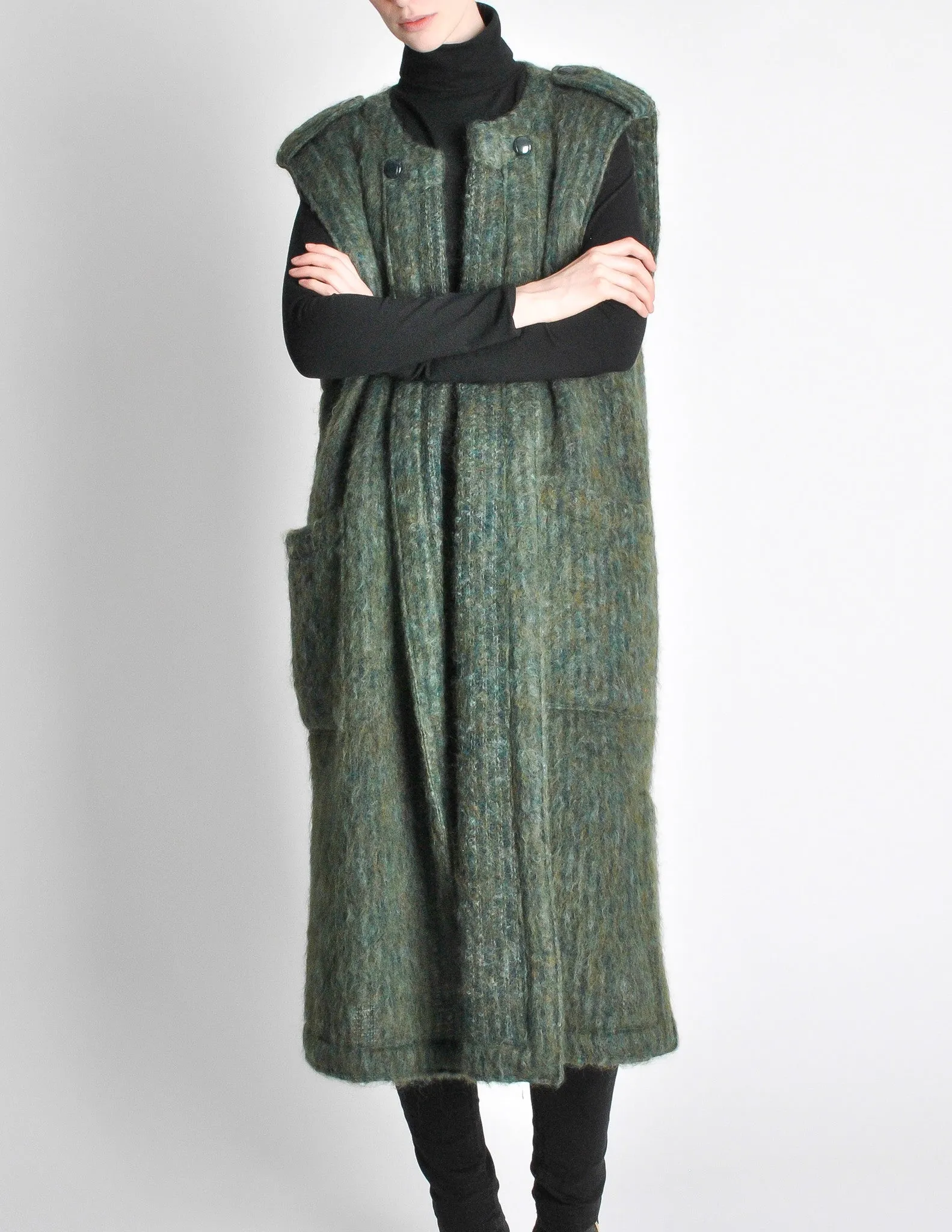 Ted Lapidus Diffusion Vintage Green Mohair Maxi Vest