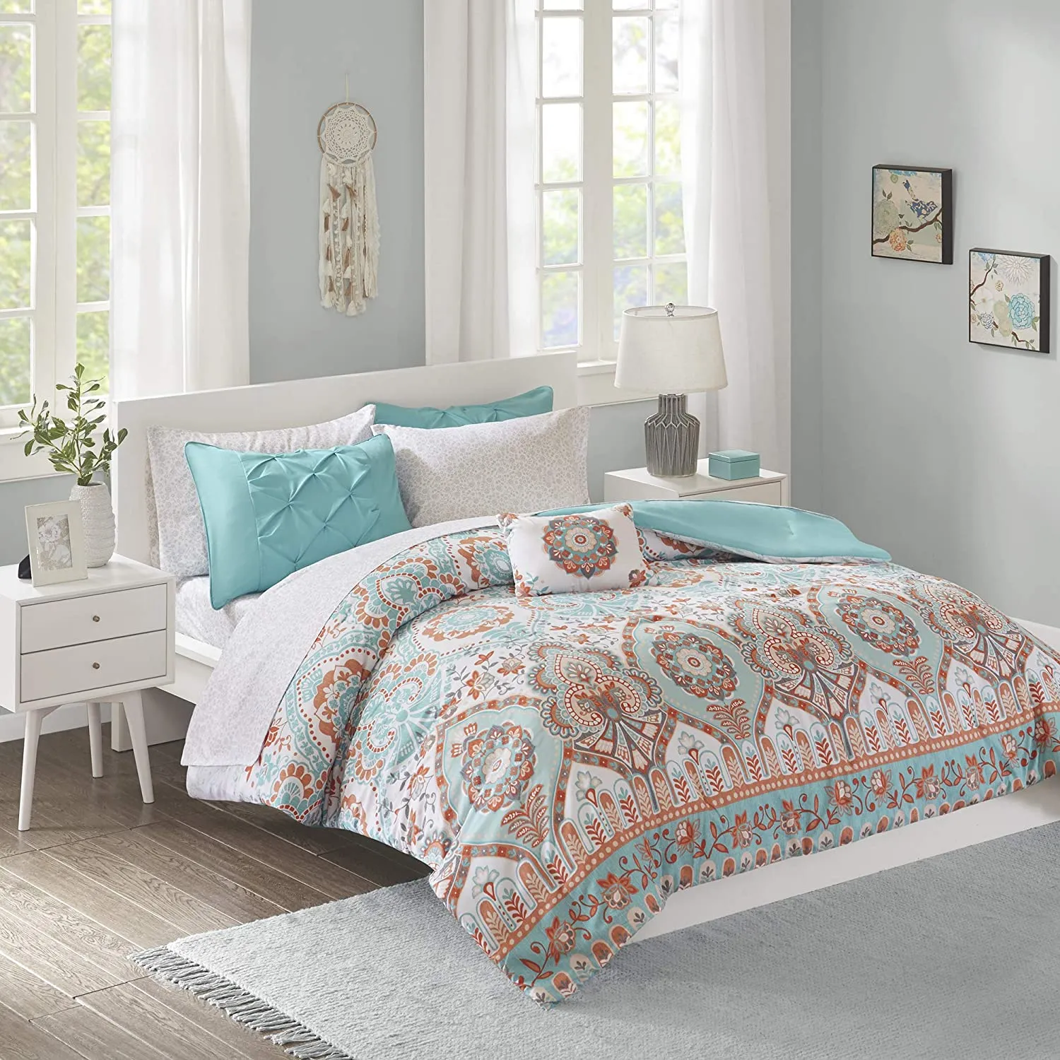 The Floral Paisley Aqua Bed Set