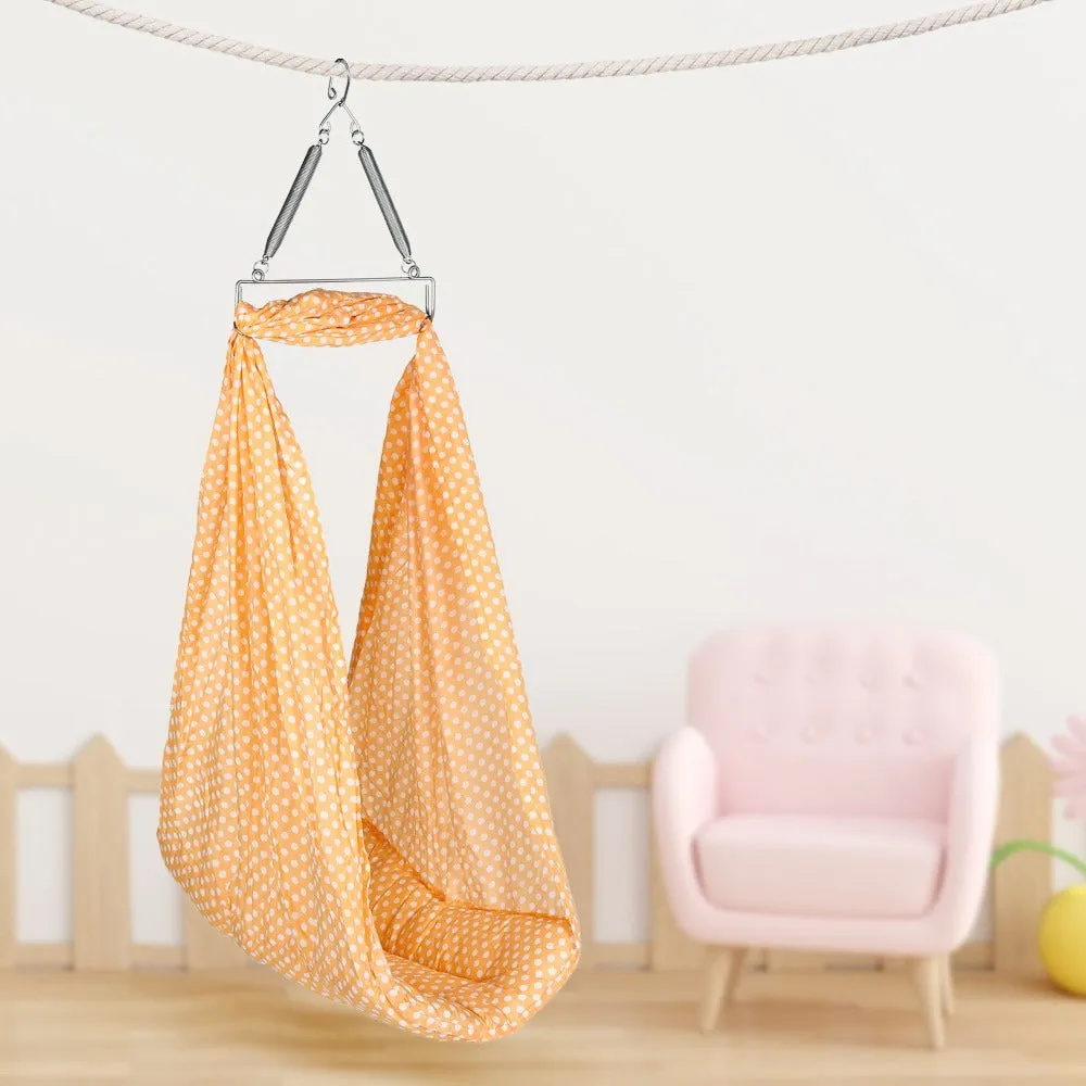 Toddler Baby Swing Cradle with Mosquito Net and Spring (Peach)