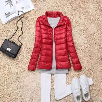 Trendy Ultra Light Solid Long Sleeve Hooded Puffy Jacket