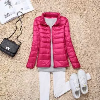 Trendy Ultra Light Solid Long Sleeve Hooded Puffy Jacket