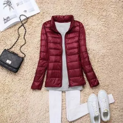 Trendy Ultra Light Solid Long Sleeve Hooded Puffy Jacket