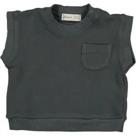 W52441-KNITTED JERSEY VEST-Charcoal