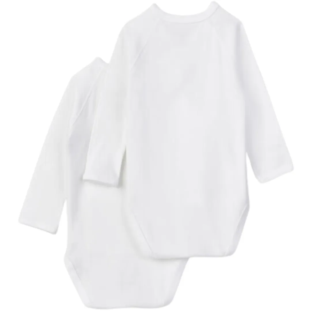 White Baby 2 Pack Long Sleeve Crossover Bodysuits