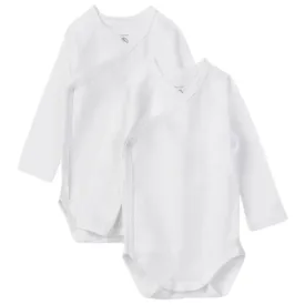 White Baby 2 Pack Long Sleeve Crossover Bodysuits