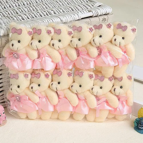 Wholesale 12PCS/lot 12CM Bear Lovely Girls Plush Toy Doll Stuff&plush Mini Bouquets Bear Toy For Promotional Gift