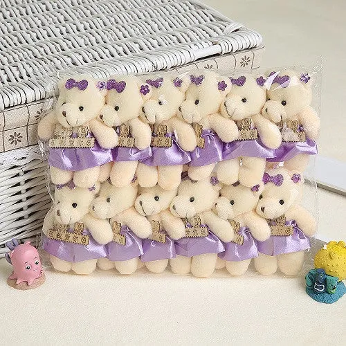 Wholesale 12PCS/lot 12CM Bear Lovely Girls Plush Toy Doll Stuff&plush Mini Bouquets Bear Toy For Promotional Gift