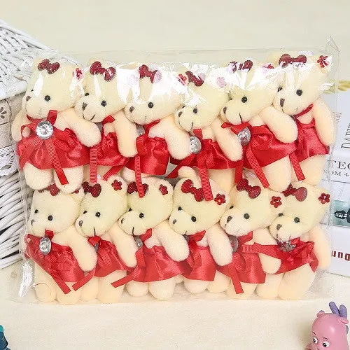 Wholesale 12PCS/lot 12CM Bear Lovely Girls Plush Toy Doll Stuff&plush Mini Bouquets Bear Toy For Promotional Gift